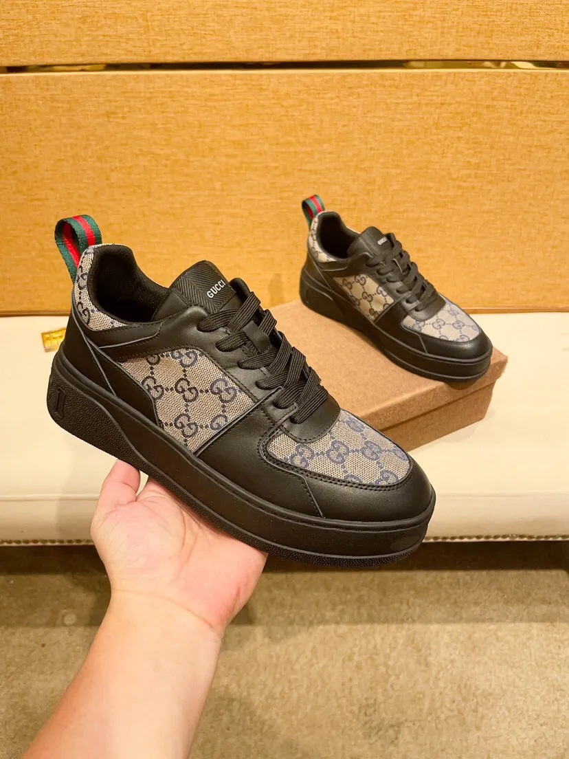Factory price 440 [Gucci] Gucci's latest casual Korean-style men's shoes, new autumn and winter design, perfect workmanship, cabinet quality, upper: cowhide material, leather lining; soft and comfortable, rubber outsole ultra-light, wear-resistant, simple, versatile fashion men's shoes, color optional, size 38--44
